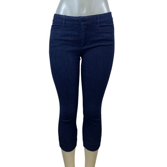 Banana Republic Women Navy Stretch Denim Capri Jeans Cropped Pants Sz 10 Petite - Picture 1 of 10